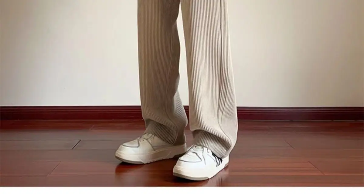 Men's Loose Straight Corduroy Pants White Plus Size — feature 13