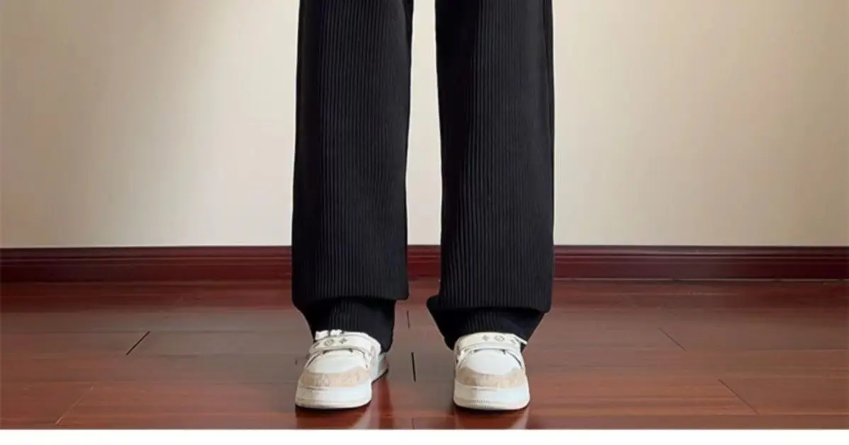 Men's Loose Straight Corduroy Pants White Plus Size — feature 17