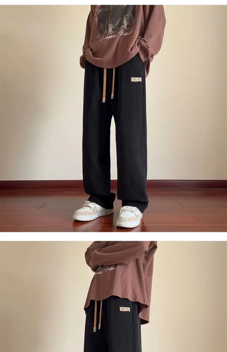 Men's Loose Straight Corduroy Pants White Plus Size — feature 18