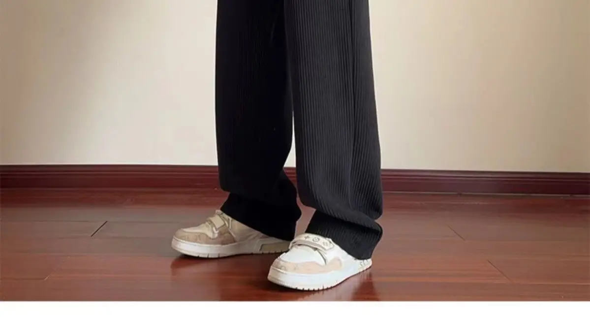 Men's Loose Straight Corduroy Pants White Plus Size — feature 19