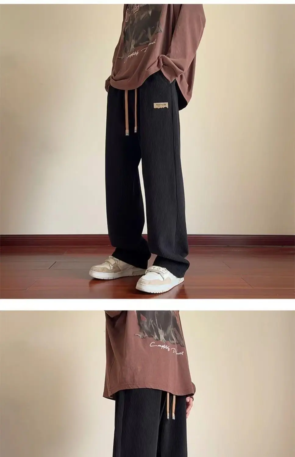 Men's Loose Straight Corduroy Pants White Plus Size — feature 20