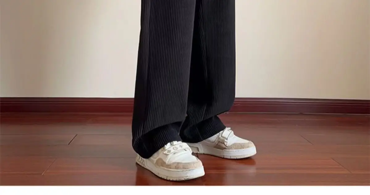 Men's Loose Straight Corduroy Pants White Plus Size — feature 21