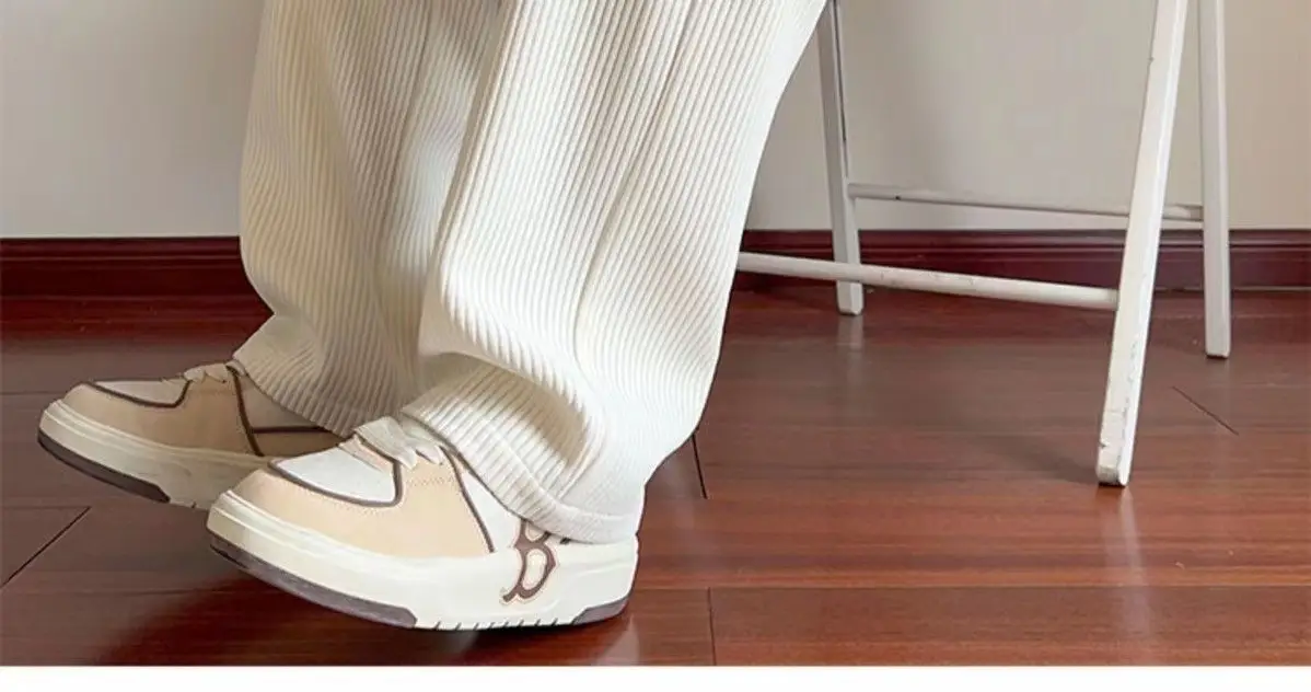 Men's Loose Straight Corduroy Pants White Plus Size — feature 7