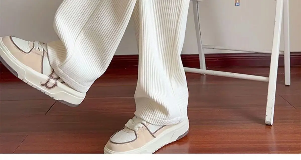 Men's Loose Straight Corduroy Pants White Plus Size — feature 9