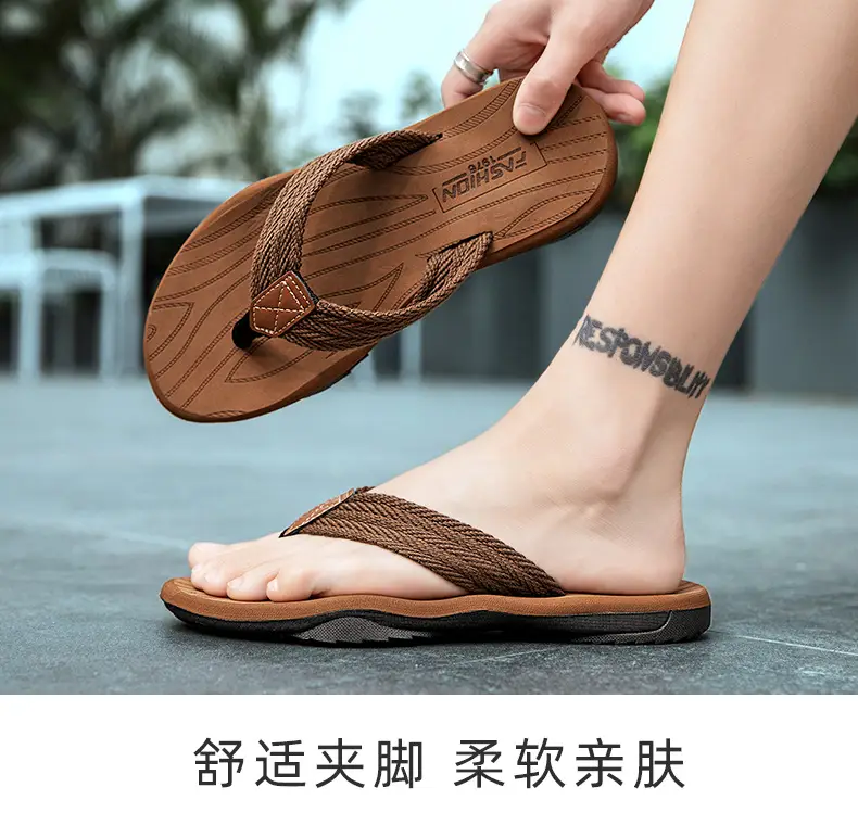 Men's flip-flops ins fashionable summer non-slip outdoor sandals Flip-Flops flip-flops men's net red sandals beach shoes men — feature 12