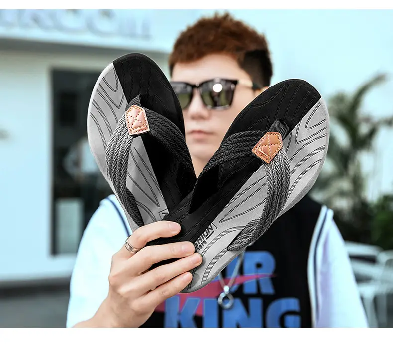 Men's flip-flops ins fashionable summer non-slip outdoor sandals Flip-Flops flip-flops men's net red sandals beach shoes men — feature 18