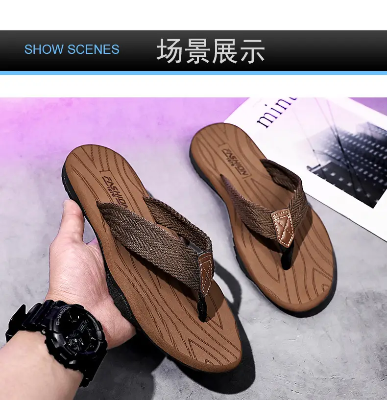 Men's flip-flops ins fashionable summer non-slip outdoor sandals Flip-Flops flip-flops men's net red sandals beach shoes men — feature 24