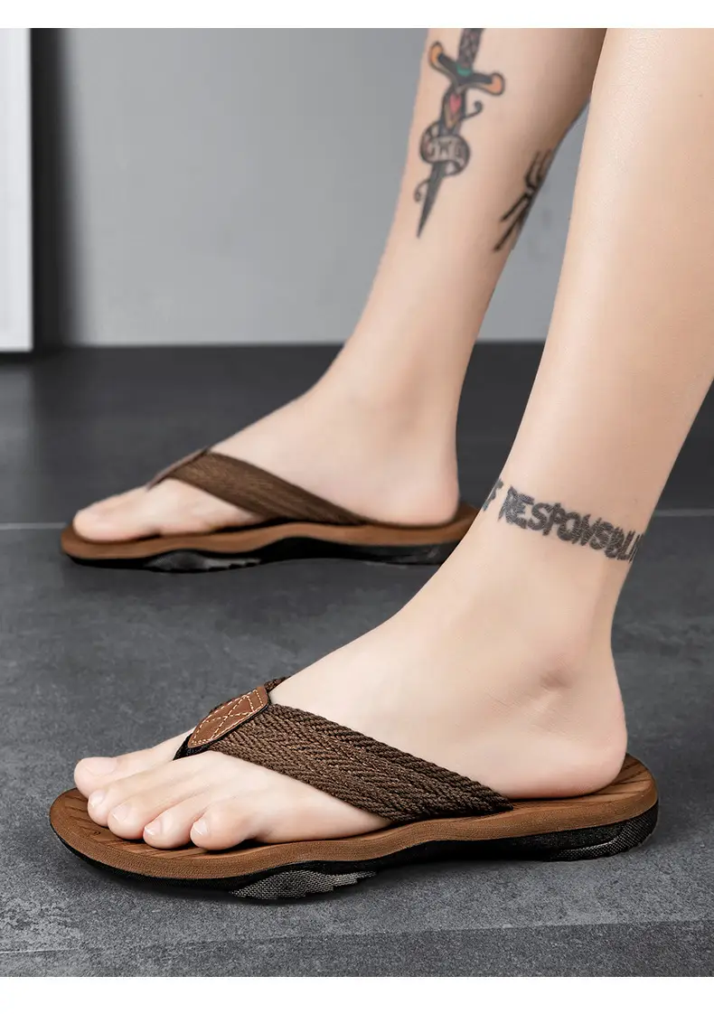 Men's flip-flops ins fashionable summer non-slip outdoor sandals Flip-Flops flip-flops men's net red sandals beach shoes men — feature 37