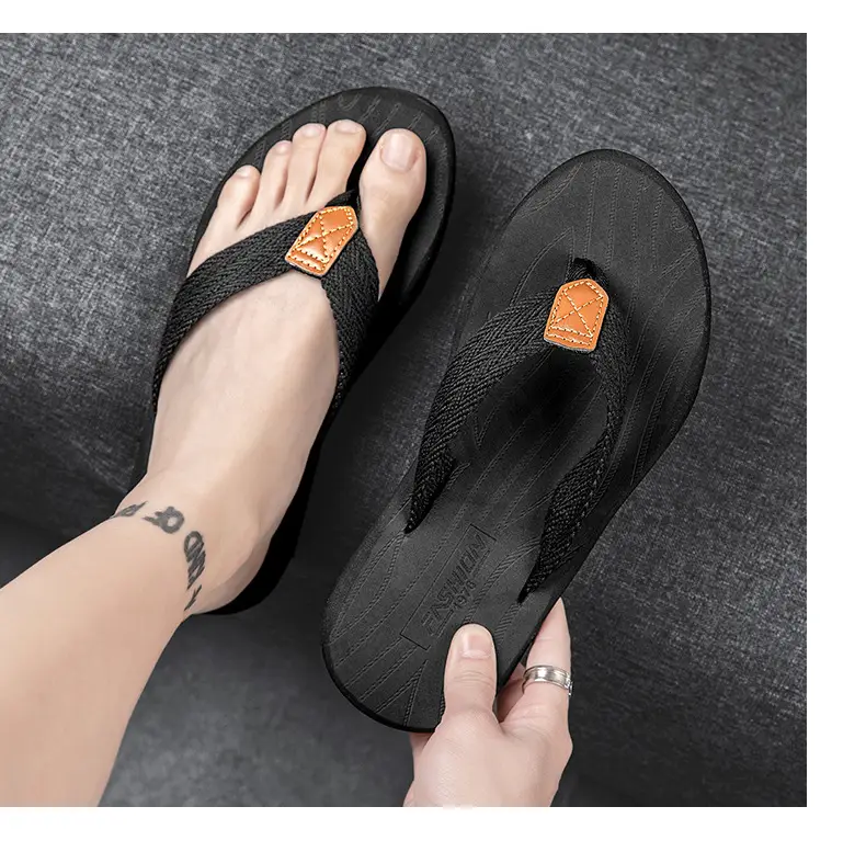 Men's flip-flops ins fashionable summer non-slip outdoor sandals Flip-Flops flip-flops men's net red sandals beach shoes men — feature 38