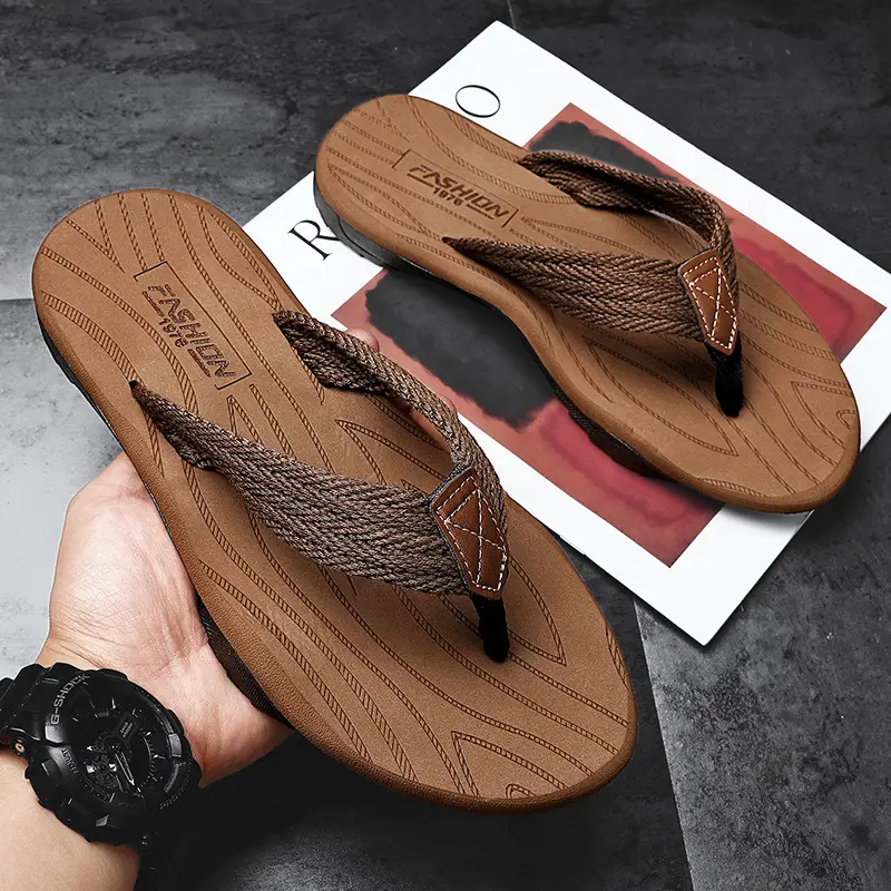 Men's flip-flops ins fashionable summer non-slip outdoor sandals Flip-Flops flip-flops men's net red sandals beach shoes men - Image 3
