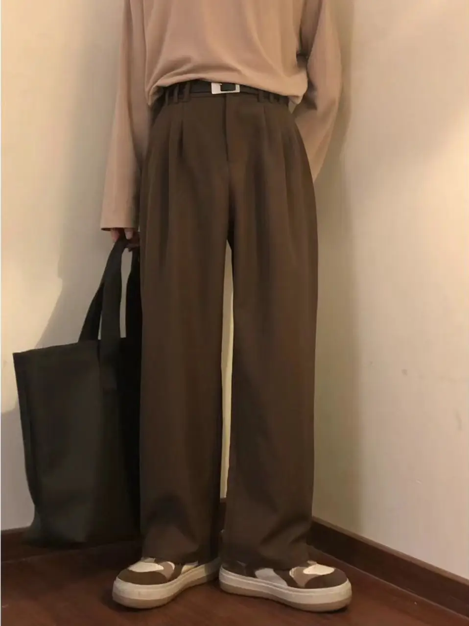Men's Black American Retro Loose Straight Pants — feature 3
