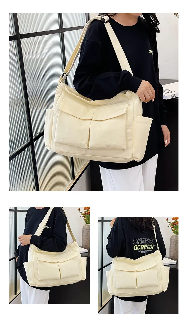 Green Canvas Crossbody Bag for Men Women Large Capacity — feature 14