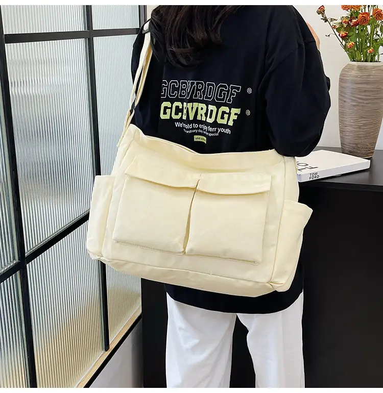 Green Canvas Crossbody Bag for Men Women Large Capacity — feature 15