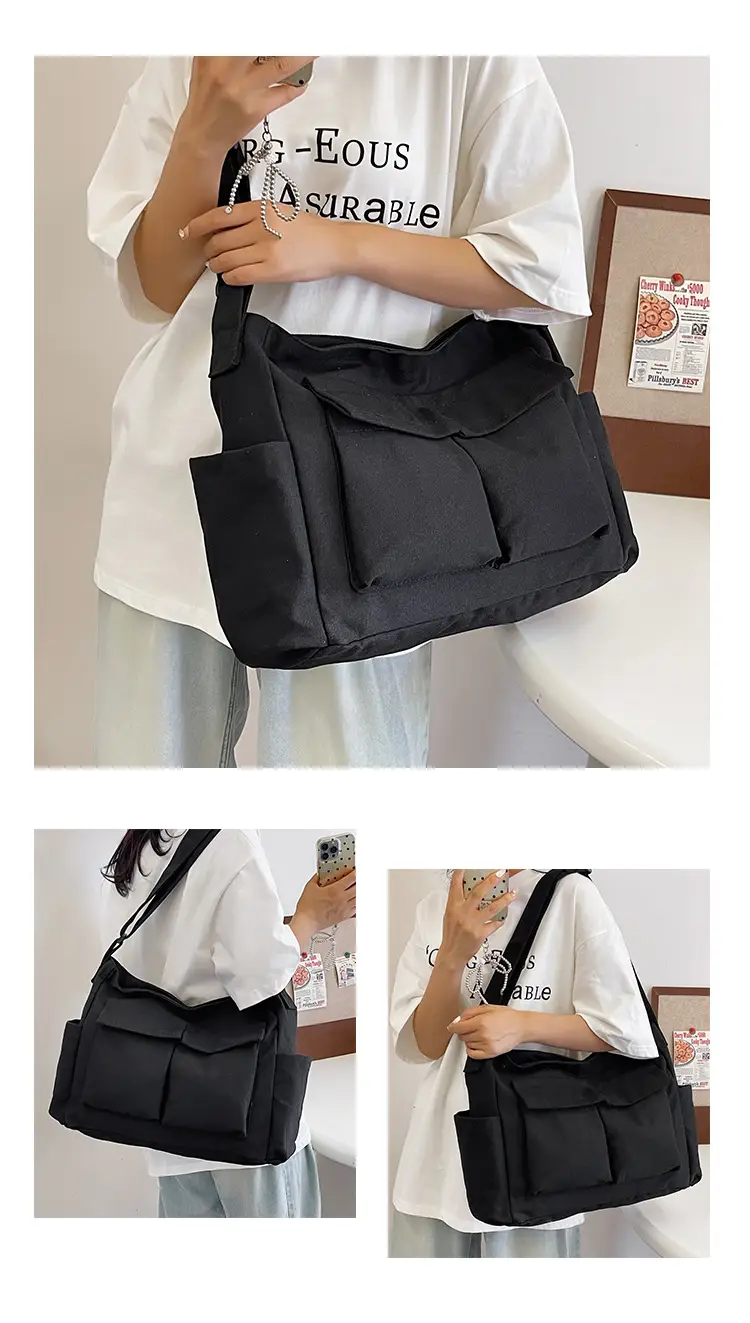 Green Canvas Crossbody Bag for Men Women Large Capacity — feature 16