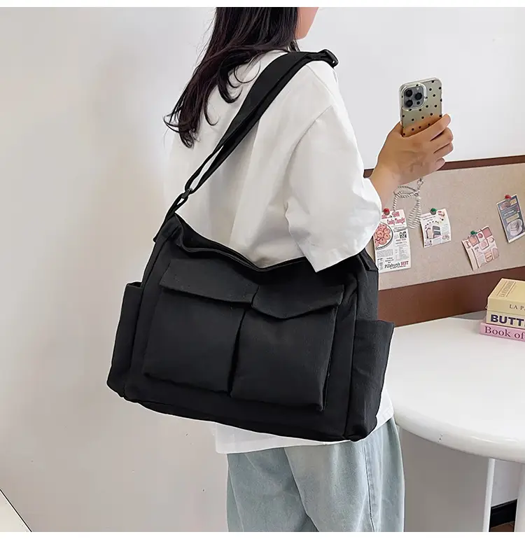 Green Canvas Crossbody Bag for Men Women Large Capacity — feature 17