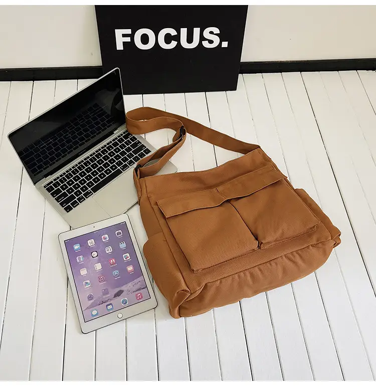 Green Canvas Crossbody Bag for Men Women Large Capacity — feature 20