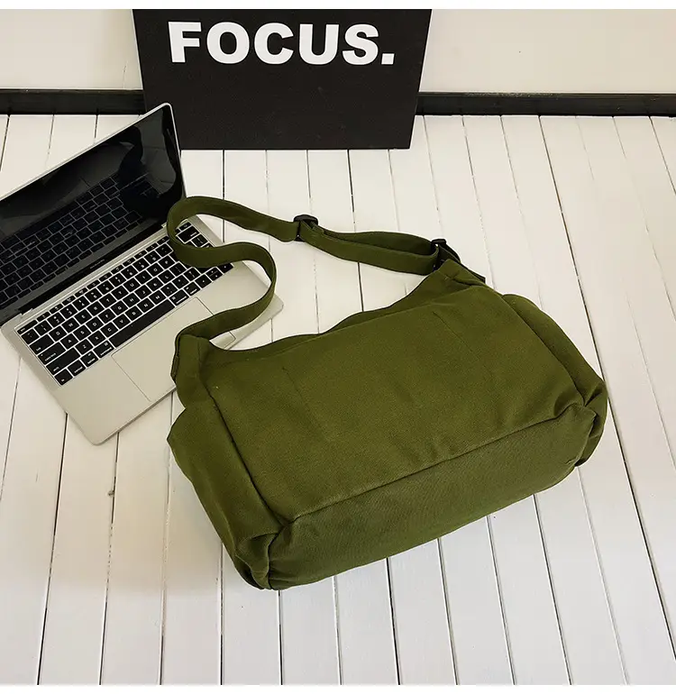 Green Canvas Crossbody Bag for Men Women Large Capacity — feature 22