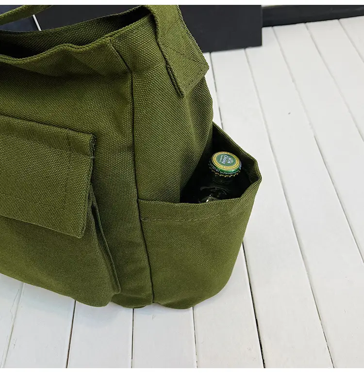 Green Canvas Crossbody Bag for Men Women Large Capacity — feature 23