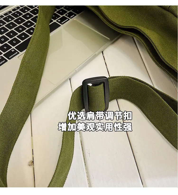 Green Canvas Crossbody Bag for Men Women Large Capacity — feature 7