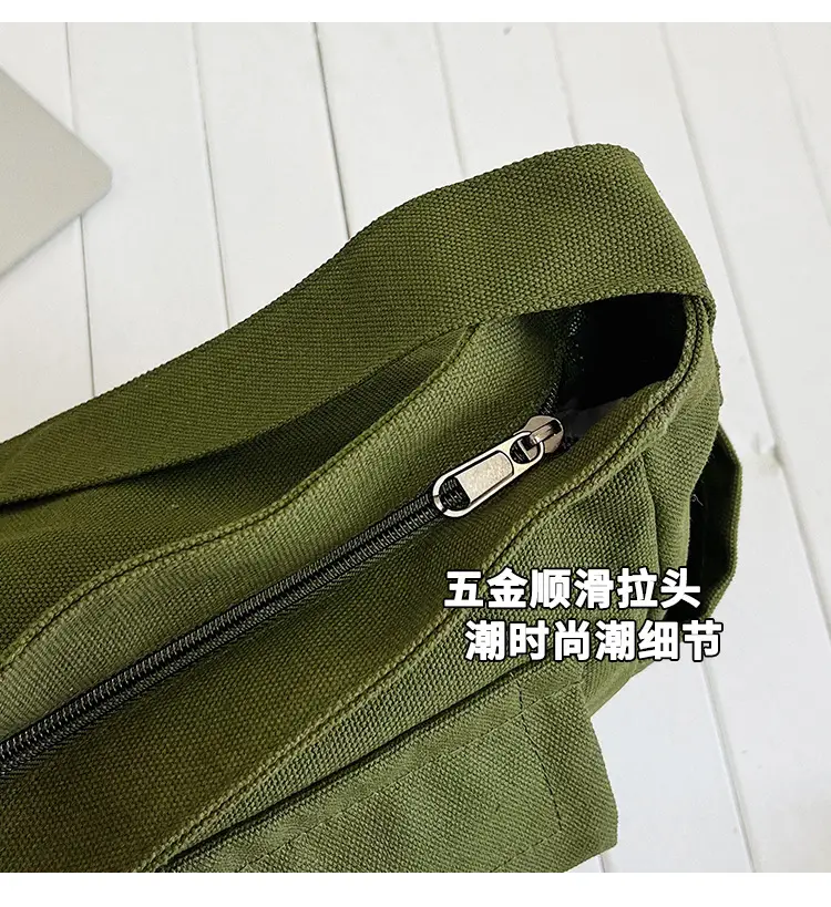 Green Canvas Crossbody Bag for Men Women Large Capacity — feature 9