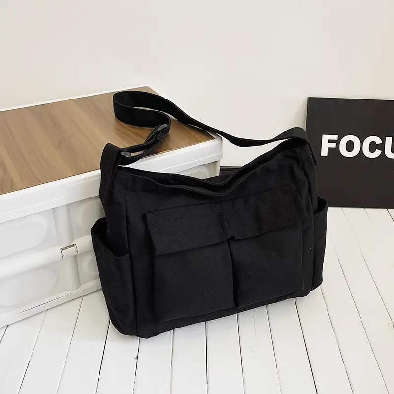 Green Canvas Crossbody Bag for Men Women Large Capacity - Image 3