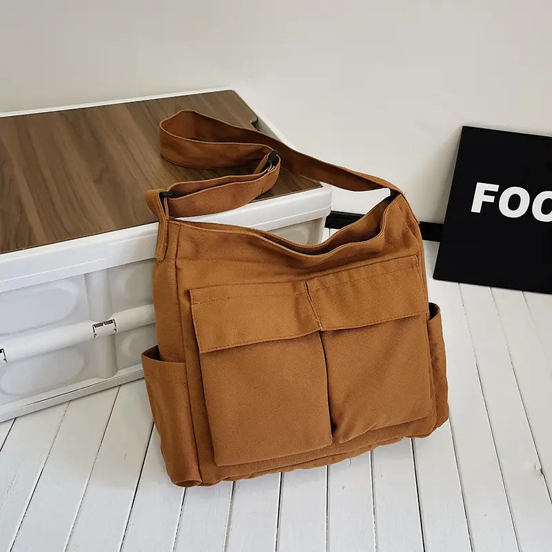 Green Canvas Crossbody Bag for Men Women Large Capacity - Image 4