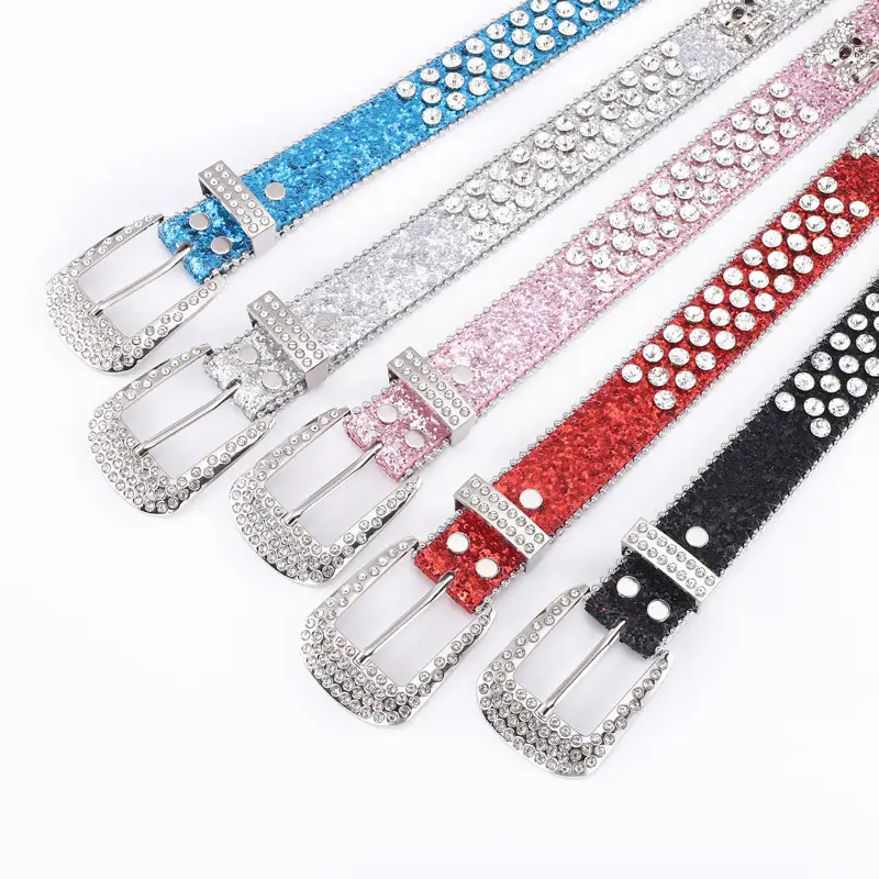 Red Rhinestone Skull Buckle Belt Set for Women - Image 7