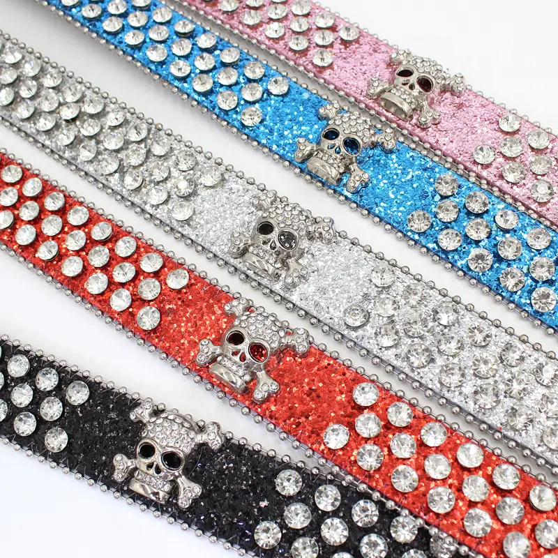 Red Rhinestone Skull Buckle Belt Set for Women - Image 8