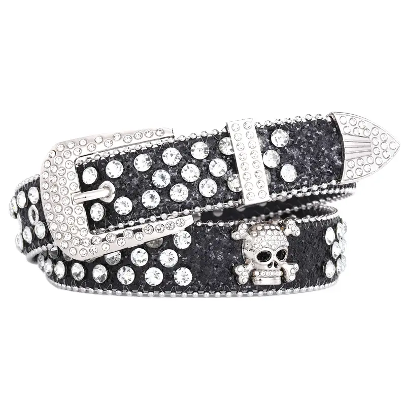 Red Rhinestone Skull Buckle Belt Set for Women - Image 10