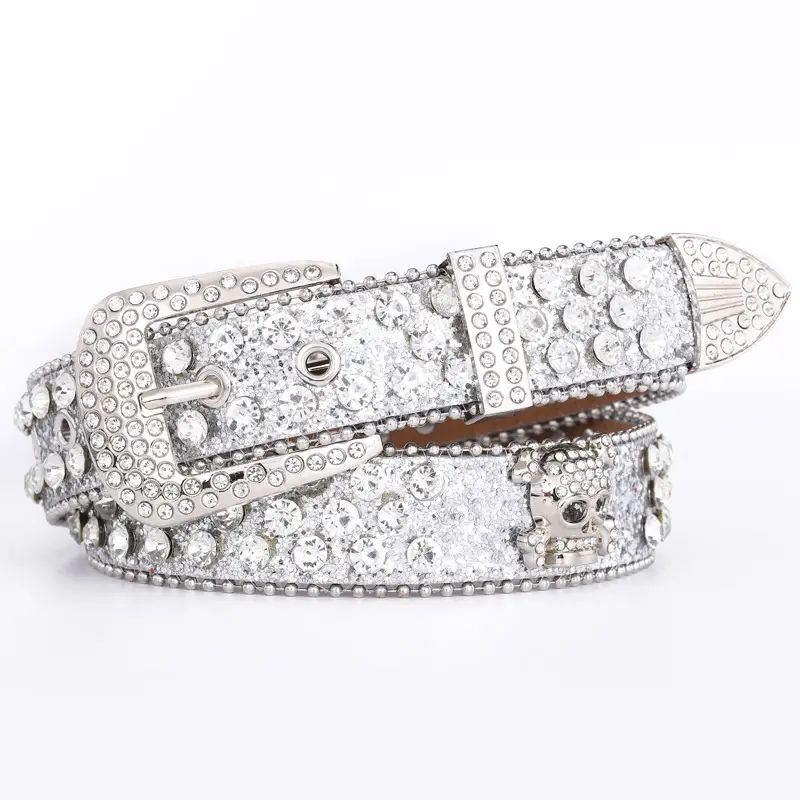Red Rhinestone Skull Buckle Belt Set for Women - Image 4