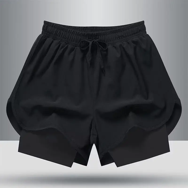 Men's Cross-Layer Running Shorts White Black Marathon - Image 5