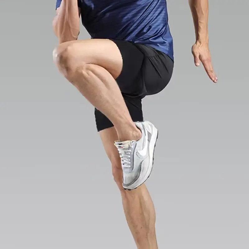 Men's Cross-Layer Running Shorts White Black Marathon - Image 6