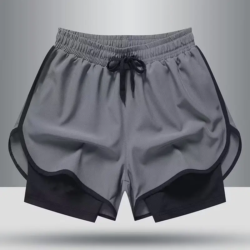 Men's Cross-Layer Running Shorts White Black Marathon - Image 2