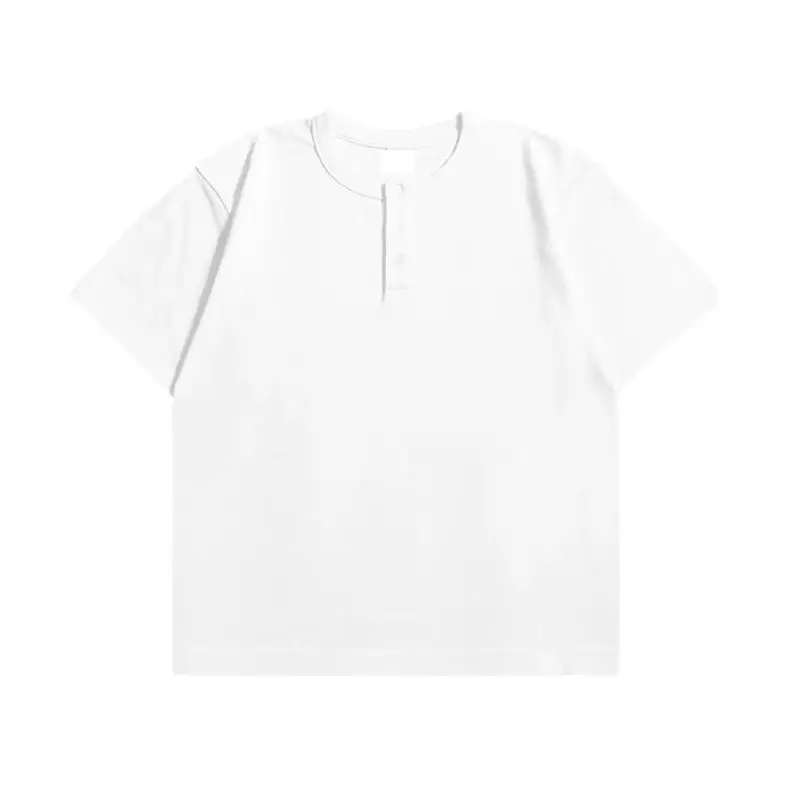 Men's White Cotton Polo Shirt Short Sleeve Button Front - Image 6