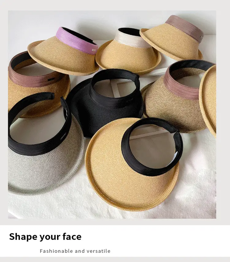 Women Straw Sun Hat with White Strap, 4 Colors — feature 11