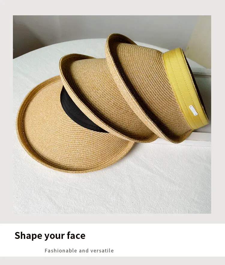 Women Straw Sun Hat with White Strap, 4 Colors — feature 14