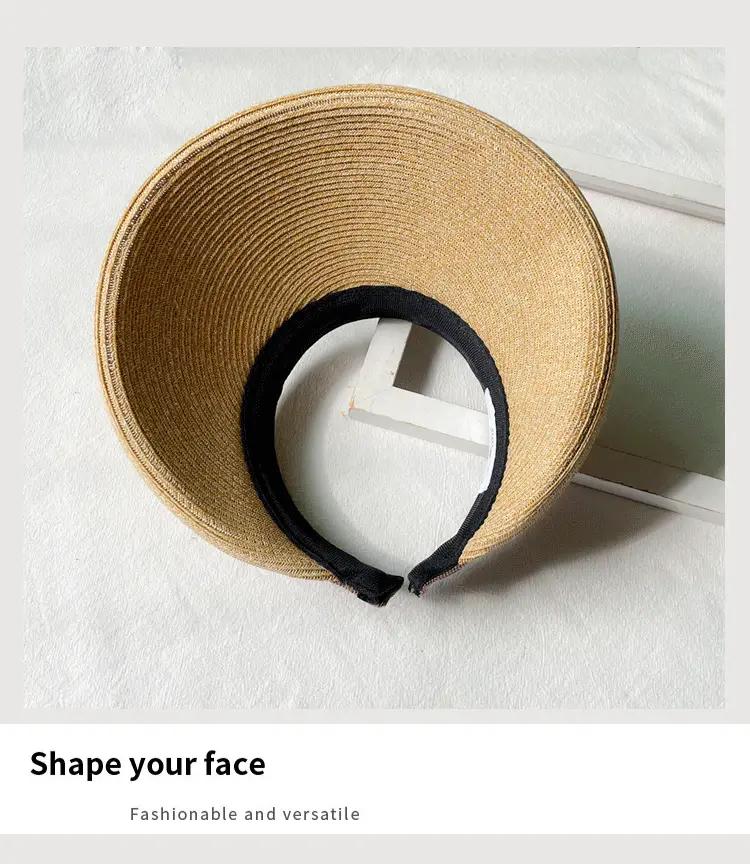 Women Straw Sun Hat with White Strap, 4 Colors — feature 15