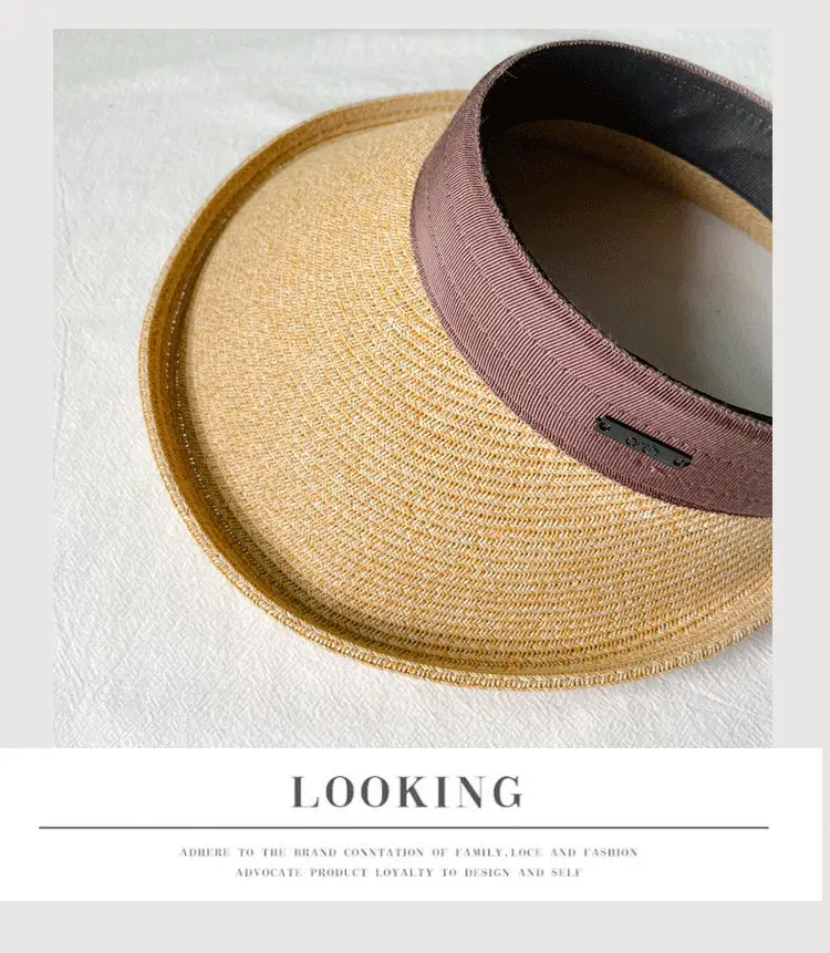 Women Straw Sun Hat with White Strap, 4 Colors — feature 16