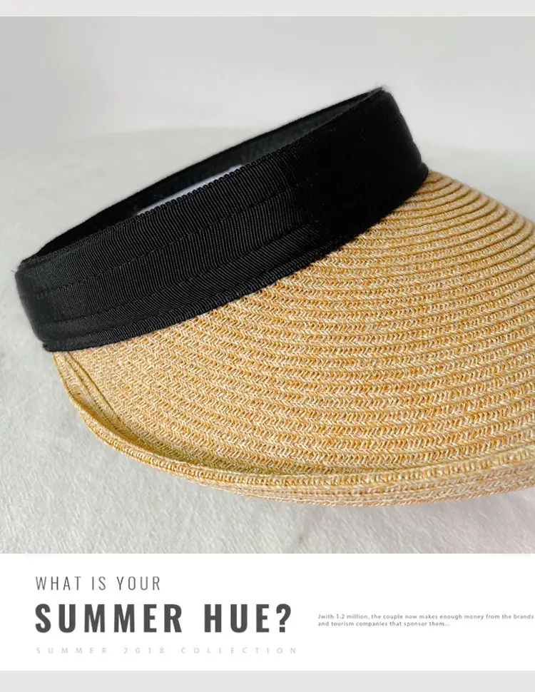 Women Straw Sun Hat with White Strap, 4 Colors — feature 19