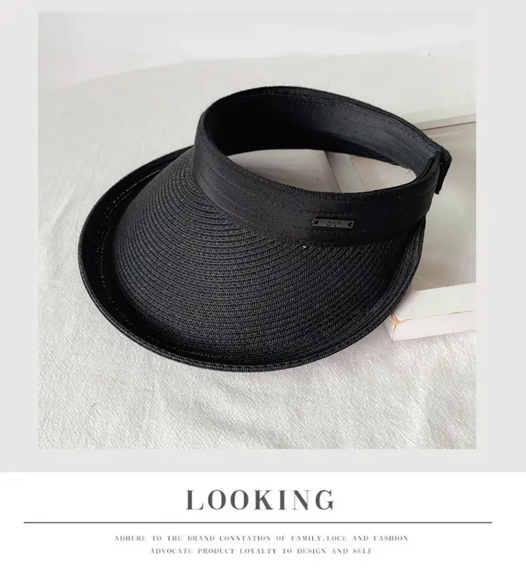 Women Straw Sun Hat with White Strap, 4 Colors — feature 20