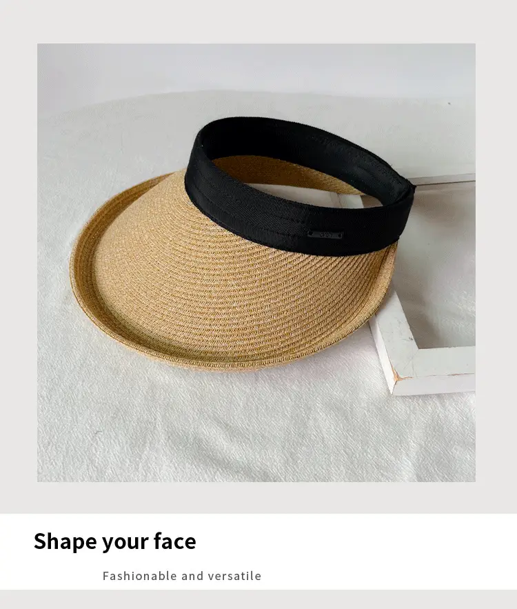 Women Straw Sun Hat with White Strap, 4 Colors — feature 21