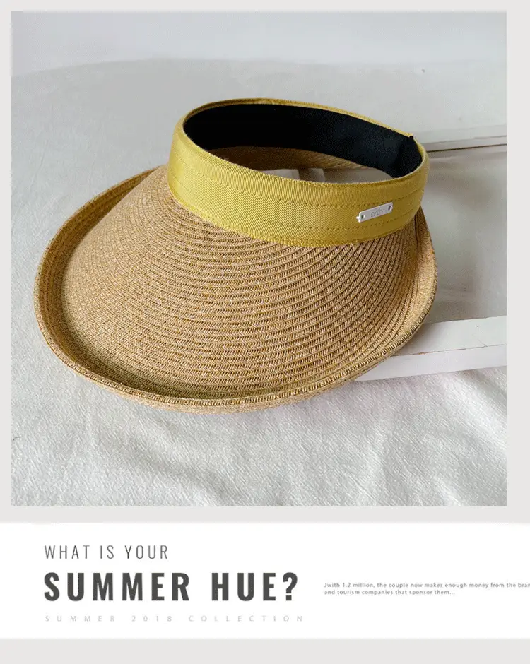 Women Straw Sun Hat with White Strap, 4 Colors — feature 22