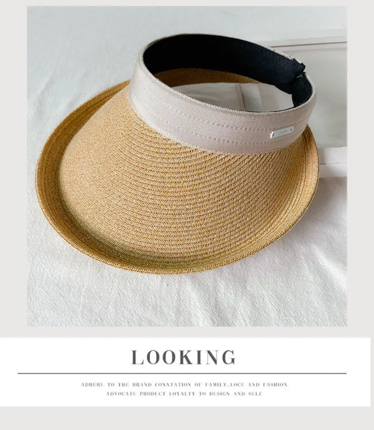Women Straw Sun Hat with White Strap, 4 Colors — feature 23