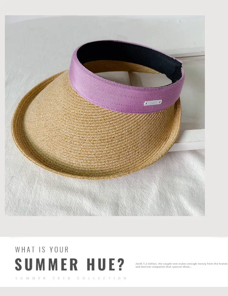 Women Straw Sun Hat with White Strap, 4 Colors — feature 26