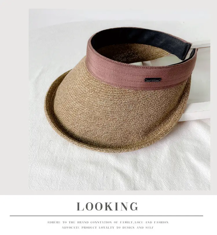 Women Straw Sun Hat with White Strap, 4 Colors — feature 28