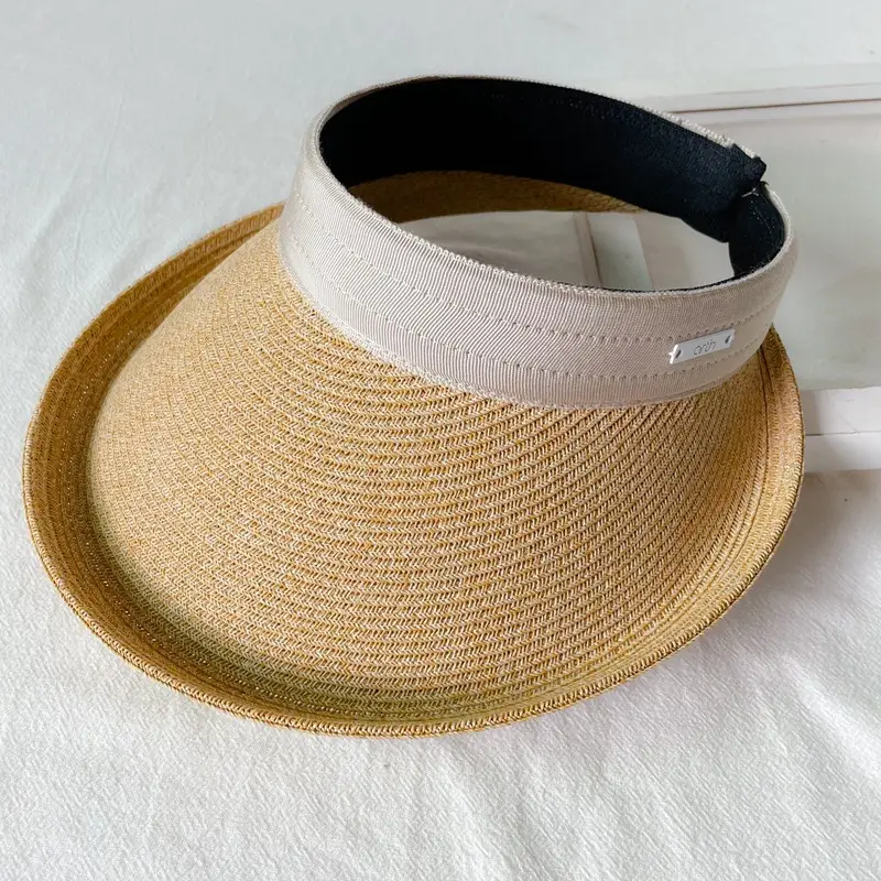Women Straw Sun Hat with White Strap, 4 Colors - Image 2