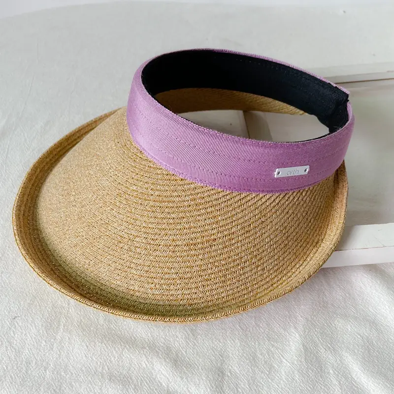 Women Straw Sun Hat with White Strap, 4 Colors - Image 3