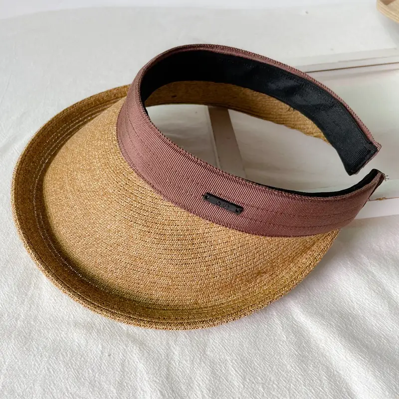 Women Straw Sun Hat with White Strap, 4 Colors - Image 8