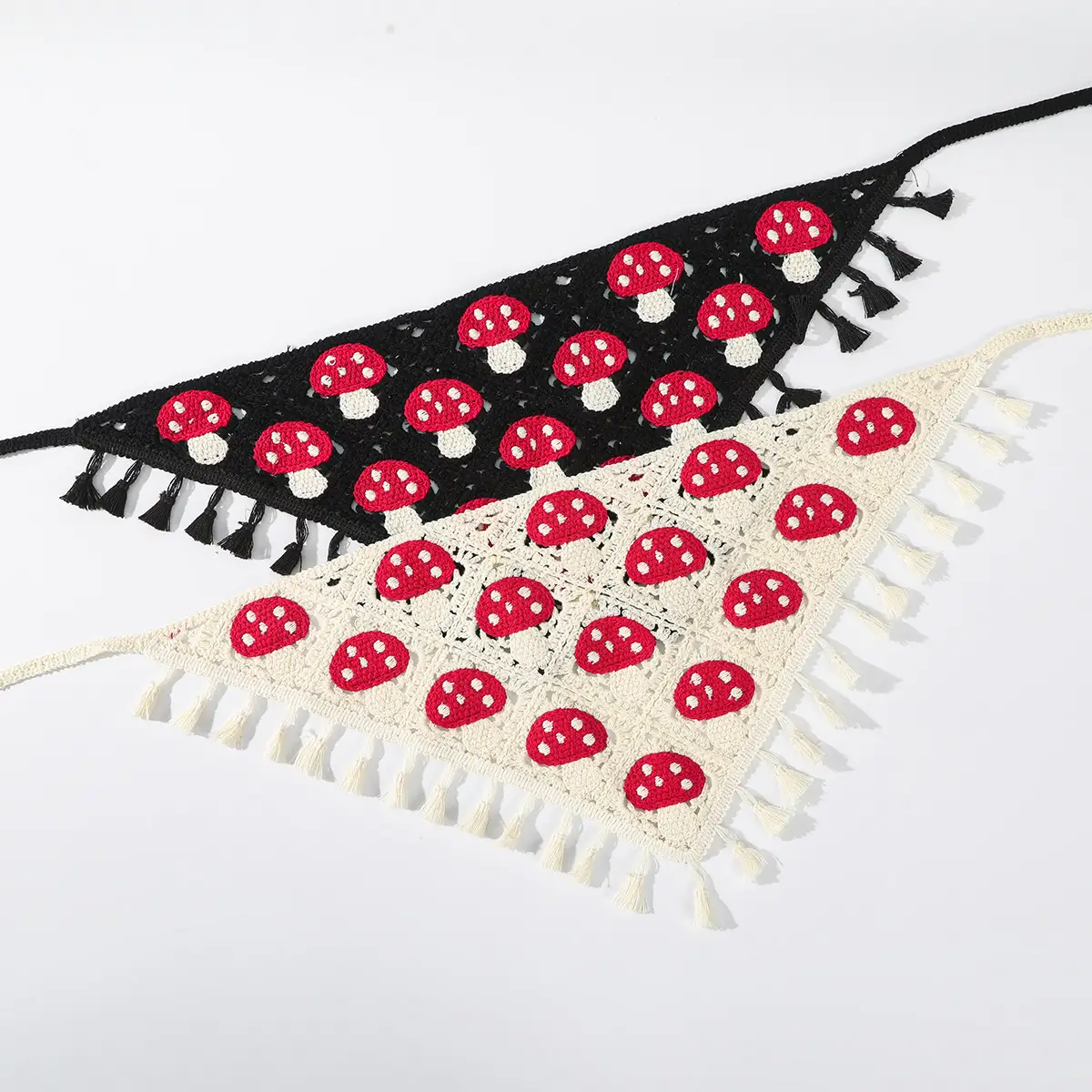 Mushroom Knitted Hair Band with Tassels
