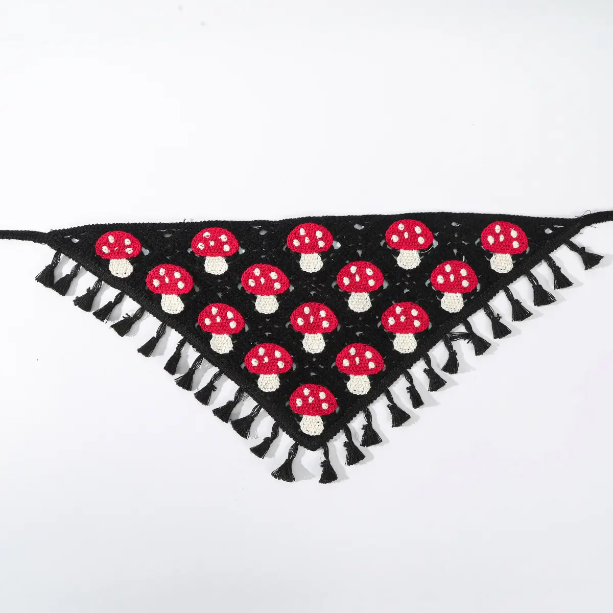 Mushroom Knitted Hair Band with Tassels